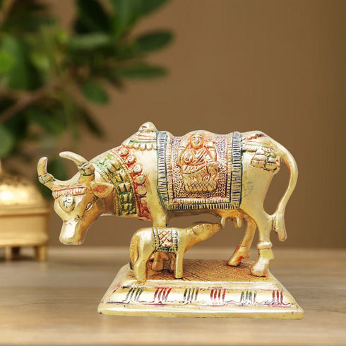 Brass Cow With Calf Statue 1.025Kg